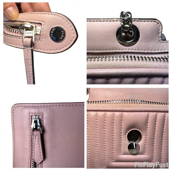 FENDI Dotcom Click Quilted Chain Shoulder Bag Peonia Pink (w detachable pouch) - Picture 10 of 16